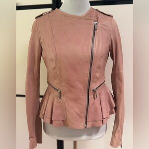 NWT BCBGMaxAzria Blush /Nude Soft Moto Leather Jacket